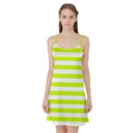 Horizontal Stripes - White and Fluorescent Yellow Satin Night Slip
