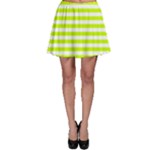 Horizontal Stripes - White and Fluorescent Yellow Skater Skirt