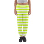 Horizontal Stripes - White and Fluorescent Yellow Women s Jogger Sweatpants