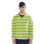 Horizontal Stripes - White and Fluorescent Yellow Wind Breaker (Men)