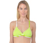 Horizontal Stripes - White and Fluorescent Yellow Reversible Tri Bikini Top