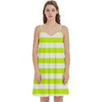 Horizontal Stripes - White and Fluorescent Yellow Women s Reversible Sports Bra with Border
