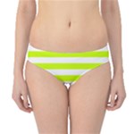 Horizontal Stripes - White and Fluorescent Yellow Hipster Bikini Bottoms