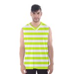 Horizontal Stripes - White and Fluorescent Yellow Men s Basketball Tank Top