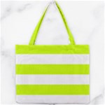 Horizontal Stripes - White and Fluorescent Yellow Mini Tote Bag