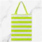 Horizontal Stripes - White and Fluorescent Yellow Classic Tote Bag