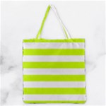 Horizontal Stripes - White and Fluorescent Yellow Grocery Tote Bag