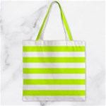 Horizontal Stripes - White and Fluorescent Yellow Zipper Grocery Tote Bag