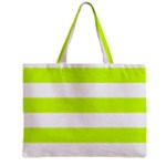 Horizontal Stripes - White and Fluorescent Yellow Zipper Mini Tote Bag