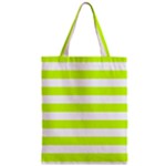 Horizontal Stripes - White and Fluorescent Yellow Zipper Classic Tote Bag