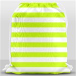 Horizontal Stripes - White and Fluorescent Yellow Drawstring Bag (Large)