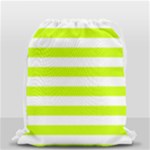 Horizontal Stripes - White and Fluorescent Yellow Drawstring Bag (Small)