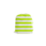 Horizontal Stripes - White and Fluorescent Yellow Drawstring Pouch (XS)