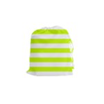Horizontal Stripes - White and Fluorescent Yellow Drawstring Pouch (S)