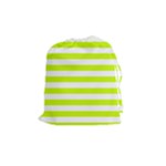 Horizontal Stripes - White and Fluorescent Yellow Drawstring Pouch (M)