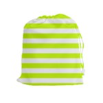 Horizontal Stripes - White and Fluorescent Yellow Drawstring Pouch (XL)
