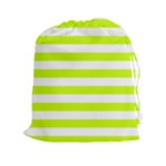 Horizontal Stripes - White and Fluorescent Yellow Drawstring Pouch (XXl)
