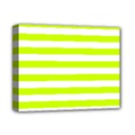 Horizontal Stripes - White and Fluorescent Yellow Deluxe Canvas 14  x 11  (Stretched)