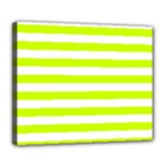 Horizontal Stripes - White and Fluorescent Yellow Deluxe Canvas 24  x 20  (Stretched)