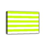 Horizontal Stripes - White and Fluorescent Yellow Mini Canvas 6  x 4  (Stretched)