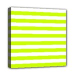 Horizontal Stripes - White and Fluorescent Yellow Mini Canvas 8  x 8  (Stretched)