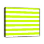 Horizontal Stripes - White and Fluorescent Yellow Canvas 10  x 8  (Stretched)
