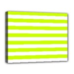 Horizontal Stripes - White and Fluorescent Yellow Canvas 14  x 11  (Stretched)