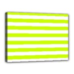 Horizontal Stripes - White and Fluorescent Yellow Canvas 16  x 12  (Stretched)