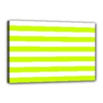 Horizontal Stripes - White and Fluorescent Yellow Canvas 18  x 12  (Stretched)
