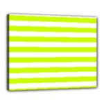 Horizontal Stripes - White and Fluorescent Yellow Canvas 20  x 16  (Stretched)