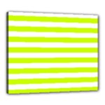 Horizontal Stripes - White and Fluorescent Yellow Canvas 24  x 20  (Stretched)