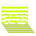 Horizontal Stripes - White and Fluorescent Yellow I Love You 3D Greeting Card (7x5)