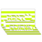 Horizontal Stripes - White and Fluorescent Yellow Best Friends 3D Greeting Card (8x4)