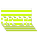 Horizontal Stripes - White and Fluorescent Yellow MOM 3D Greeting Card (8x4)