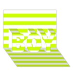 Horizontal Stripes - White and Fluorescent Yellow BOY 3D Greeting Card (7x5)