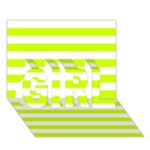 Horizontal Stripes - White and Fluorescent Yellow GIRL 3D Greeting Card (7x5)
