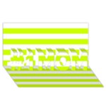 Horizontal Stripes - White and Fluorescent Yellow #1 MOM 3D Greeting Cards (8x4)