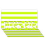 Horizontal Stripes - White and Fluorescent Yellow BEST SIS 3D Greeting Card (8x4)