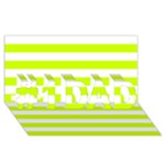 Horizontal Stripes - White and Fluorescent Yellow #1 DAD 3D Greeting Card (8x4)