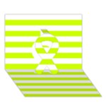 Horizontal Stripes - White and Fluorescent Yellow Ribbon 3D Greeting Card (7x5)
