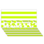 Horizontal Stripes - White and Fluorescent Yellow PARTY 3D Greeting Card (8x4)