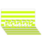 Horizontal Stripes - White and Fluorescent Yellow SORRY 3D Greeting Card (8x4)
