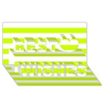 Horizontal Stripes - White and Fluorescent Yellow Best Wish 3D Greeting Card (8x4)