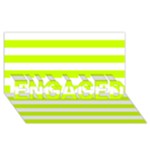 Horizontal Stripes - White and Fluorescent Yellow ENGAGED 3D Greeting Card (8x4)