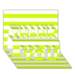 Horizontal Stripes - White and Fluorescent Yellow THANK YOU 3D Greeting Card (7x5)