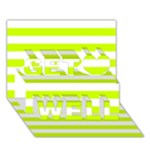Horizontal Stripes - White and Fluorescent Yellow Get Well 3D Greeting Card (7x5)
