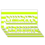 Horizontal Stripes - White and Fluorescent Yellow Congrats Graduate 3D Greeting Card (8x4)