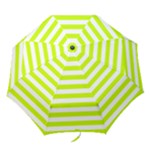 Horizontal Stripes - White and Fluorescent Yellow Folding Umbrella