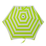 Horizontal Stripes - White and Fluorescent Yellow Mini Umbrella