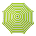 Horizontal Stripes - White and Fluorescent Yellow Golf Umbrella